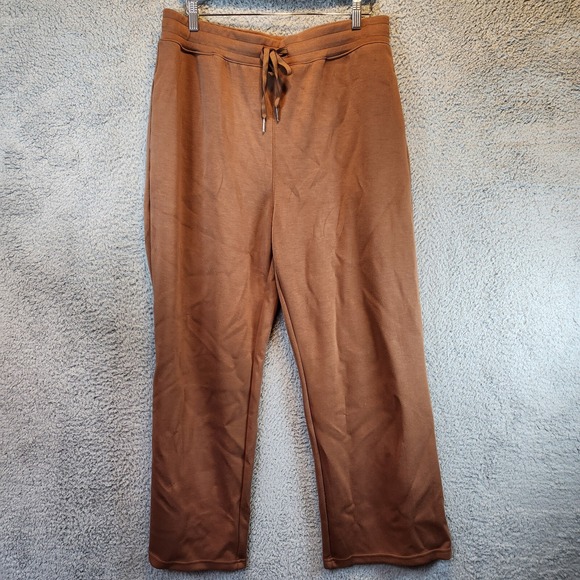 anrabess Pants - Anrabess Pants Womens XL Brown Stretch High Rise Straight Leg Drawstring Comfy